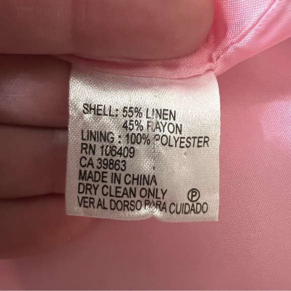 Tahari Arthur S Levine MIX Womens 2-pc Linen Blend Pink Suit Jacket Skirt Sz 16 - Picture 14 of 14